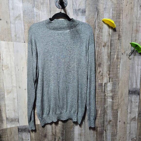 Kevoman Grey Heathered Silk Turtleneck Sweater - Picture 1 of 3